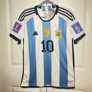 Argentina home world cup Qatar 2022 champion 3 stars  #10 Messi Size S